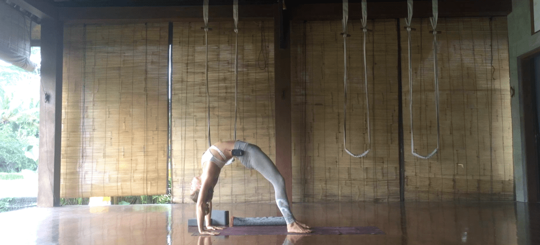 Beautiful back bend at The Shala Bali. The Mat Movement luxury yoga retreats, online yoga classes and inspiring plant-based recipes.